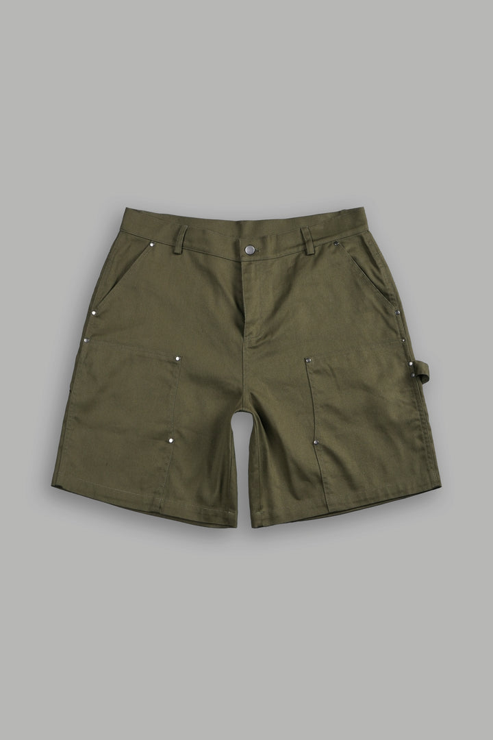 Wolf Chopper Oversized Clark Utility Shorts in Olive