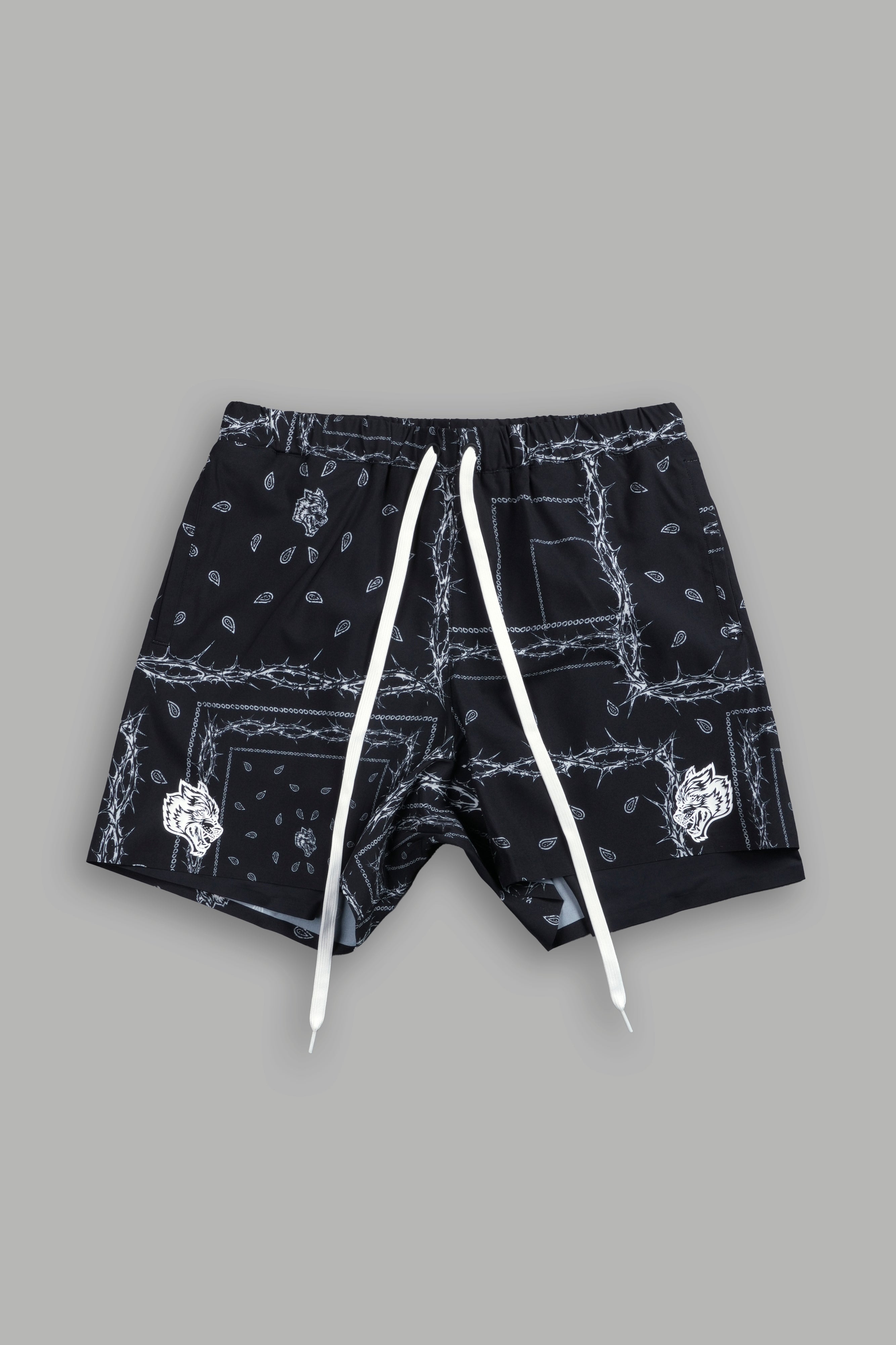 Dual Compression Shorts in Black/White Thorn Paisley – DarcSport