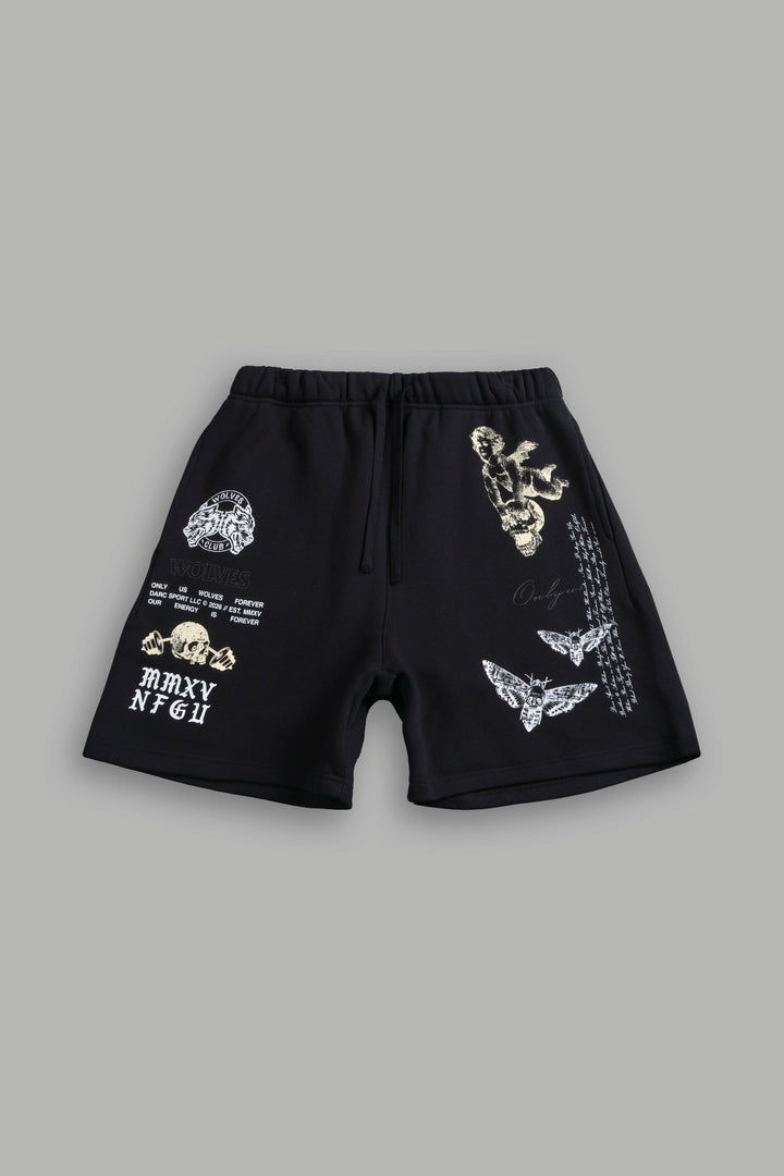 Hollow Virtue Post Lounge Sweat Shorts in Black