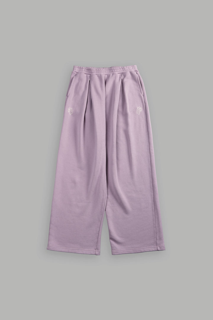 Chopper Appliqué "Yara" Pleated Sweat Pants V2 in Purple Smoke