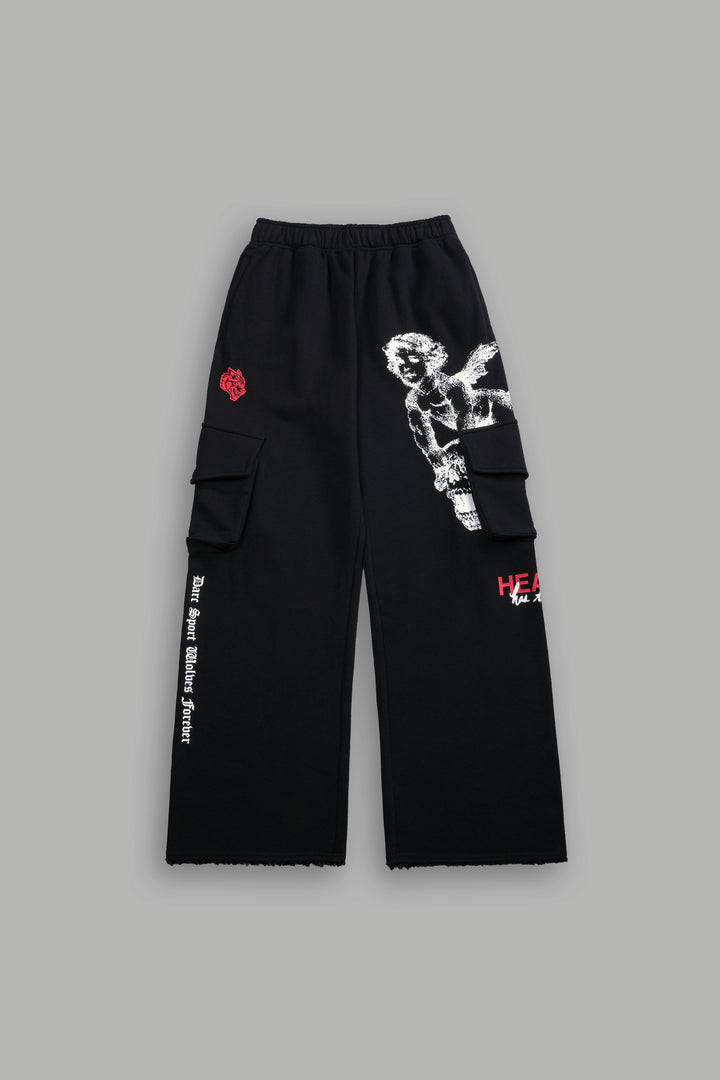 Guardian Cherub She Big Cozy Cargo Sweats in Black