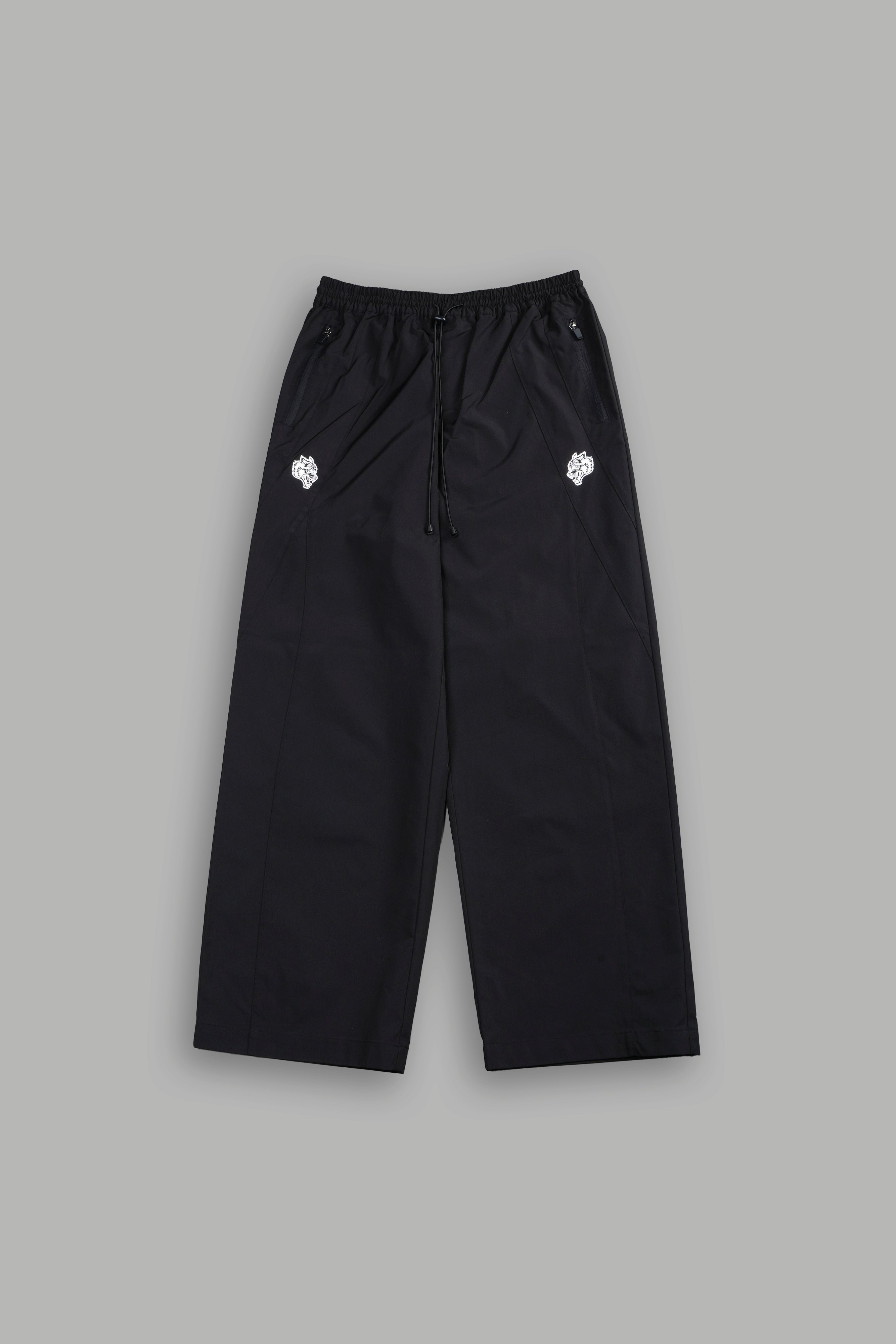 Dual Wolf Chopper Brolic Unisex Track Pants in Black/Black