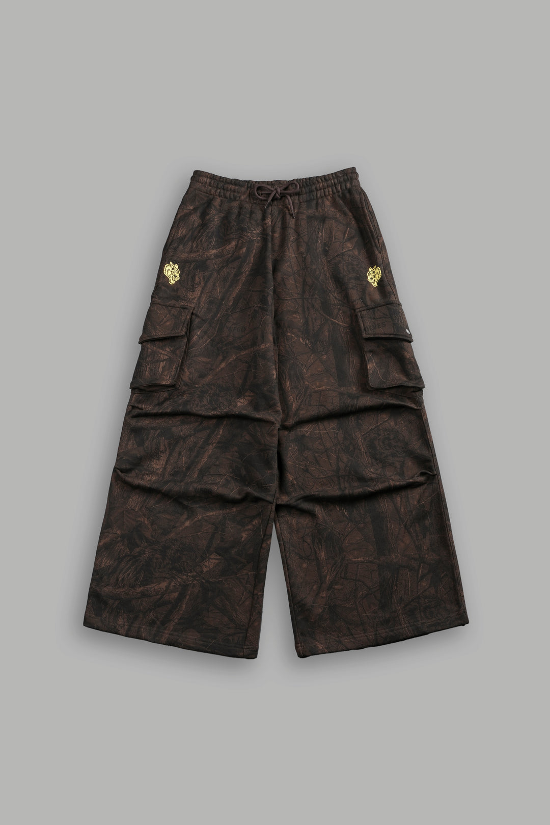 Dual Mia Cargo Sweat Pants in Brown Driftwood Forest Camo