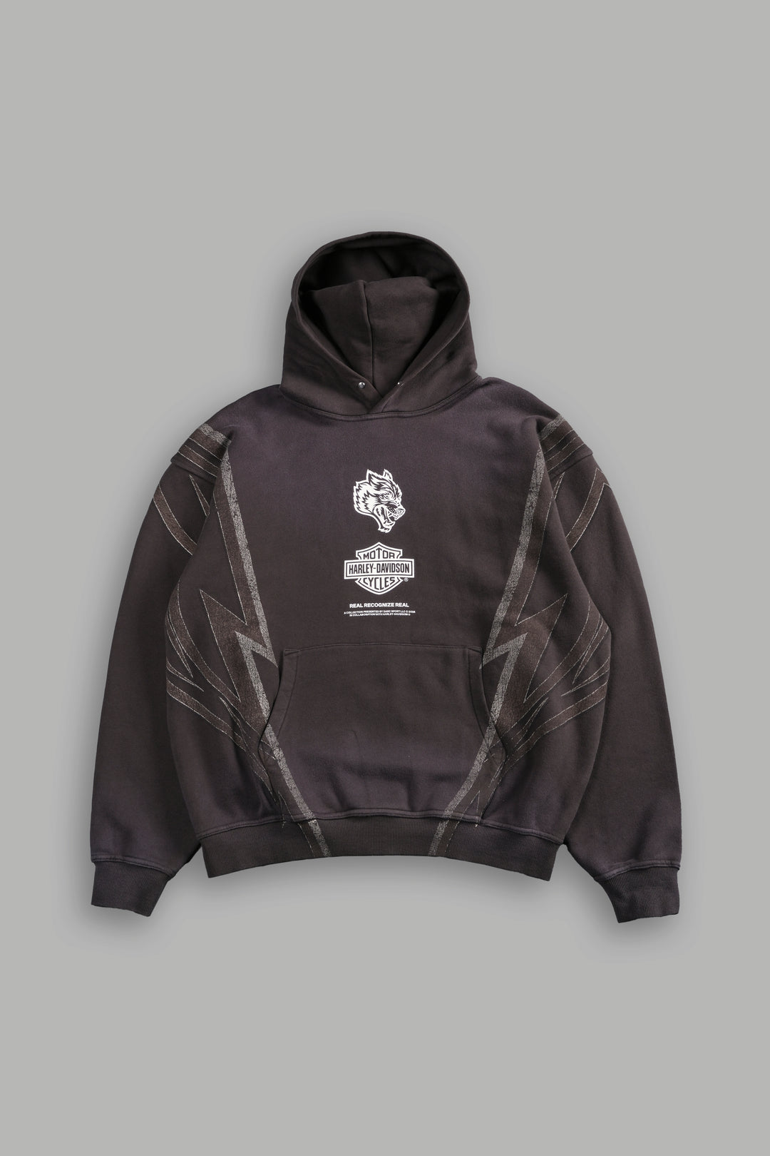 Real Recognize Real Unisex "Pierce" Hoodie in Darc Brown Drift Wash