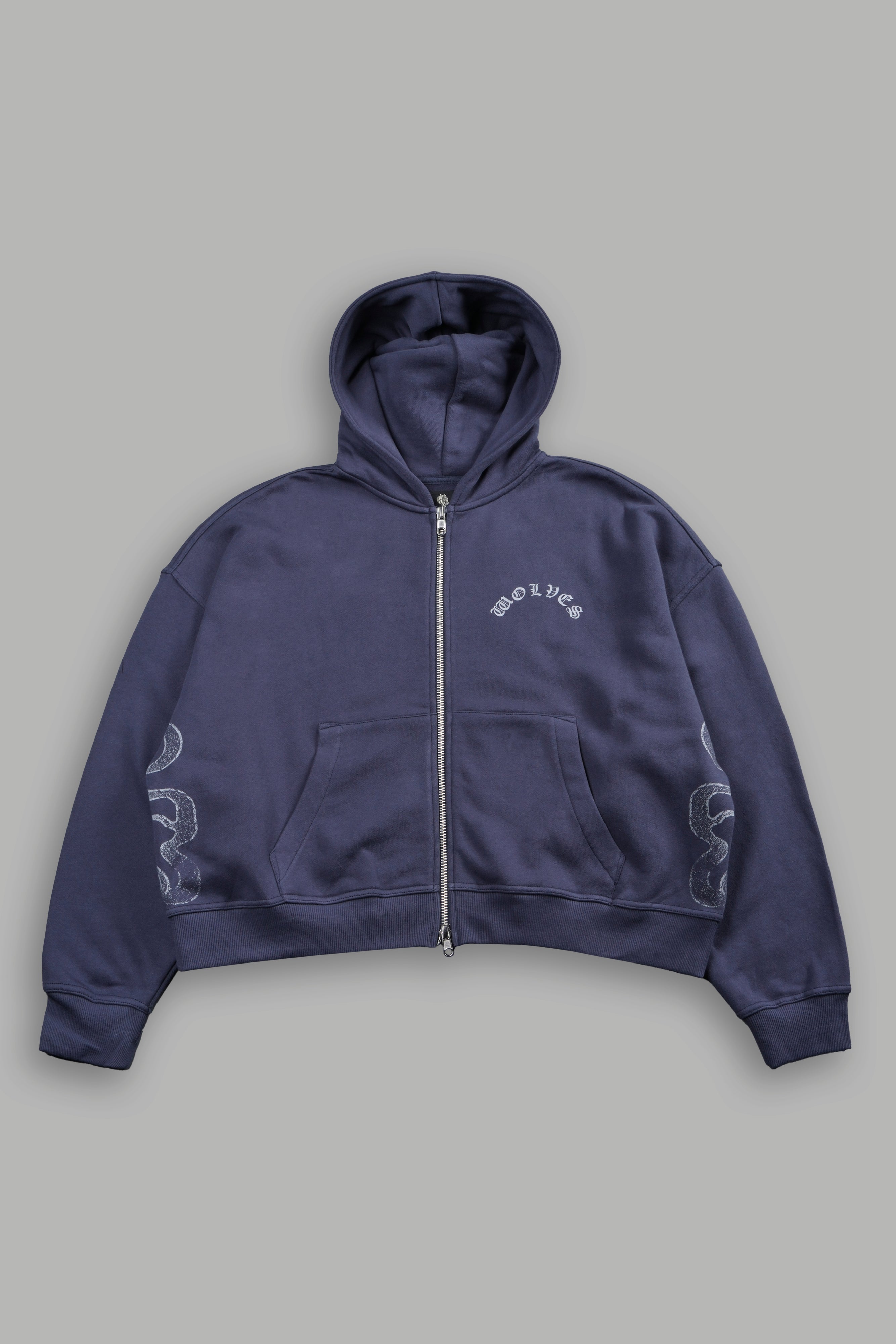Wolves Never Back Down V2 Vex Double Zip Hoodie in Storm Blue