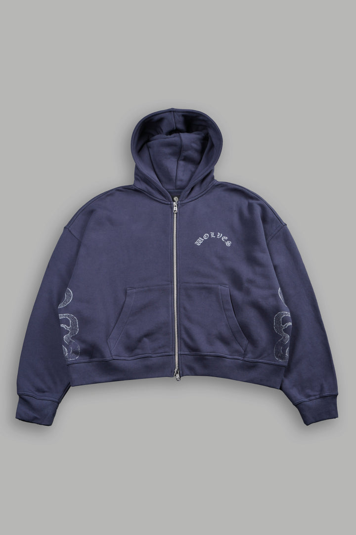 Wolves Never Back Down V2 Vex Double Zip Hoodie in Storm Blue