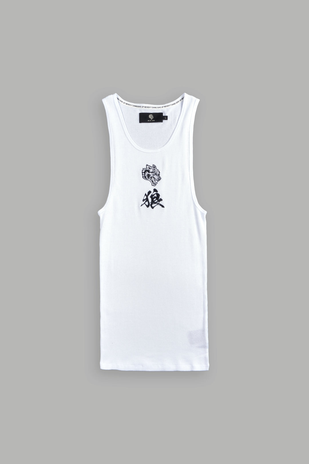 Bushido Wolf Ribbed Tank in White
