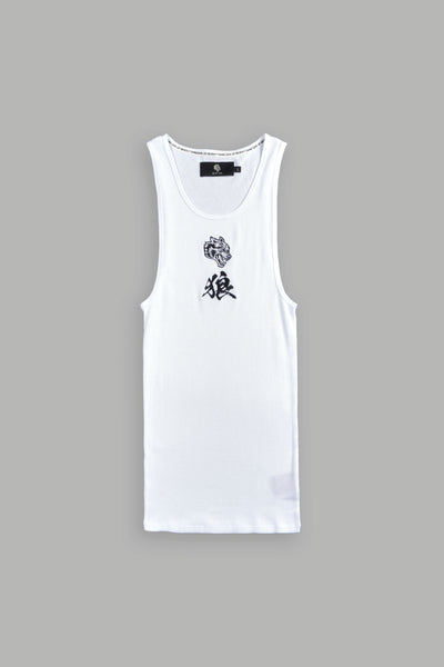 Bushido Wolf Ribbed Tank in White – DarcSport