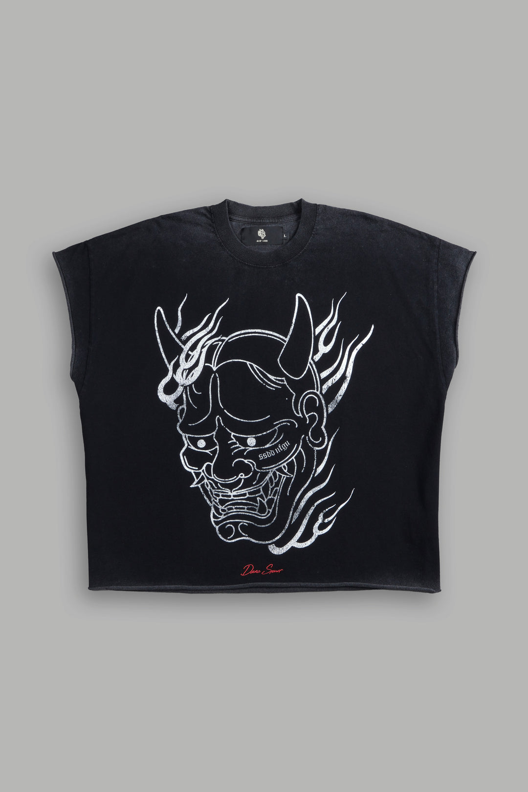 Oni Fire Grunge Cut-Off Tee in Black