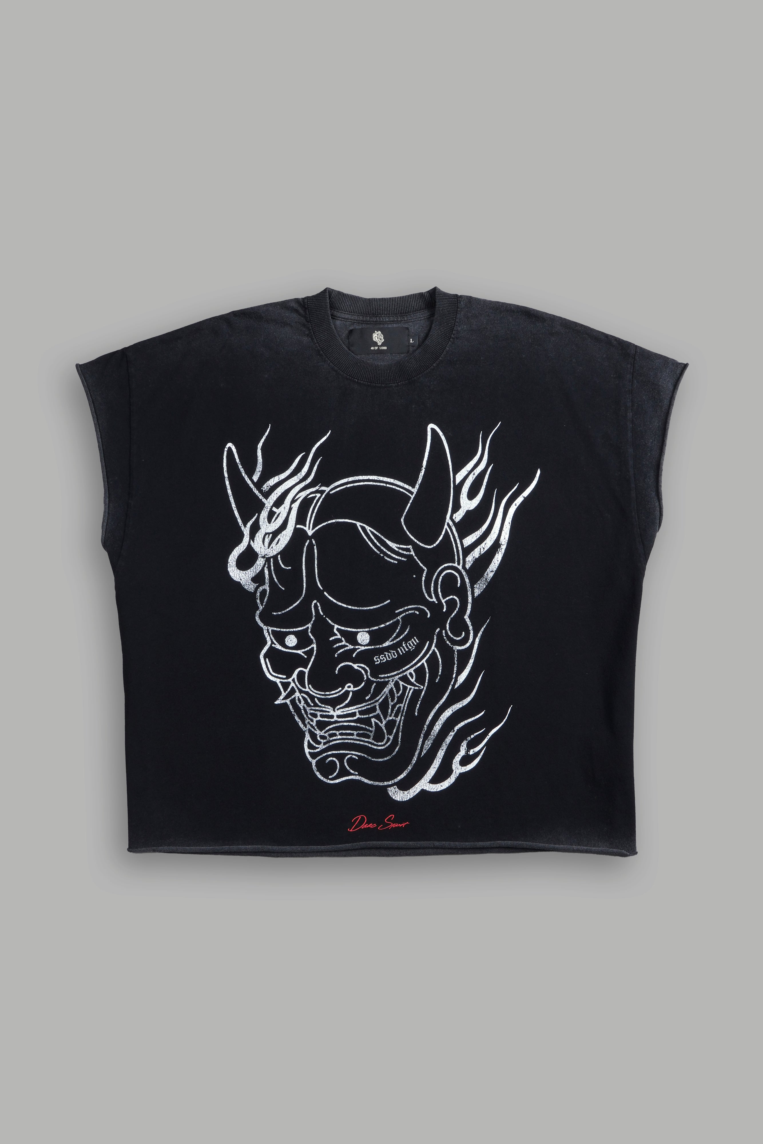 Oni Fire Grunge Cut-Off Tee in Black