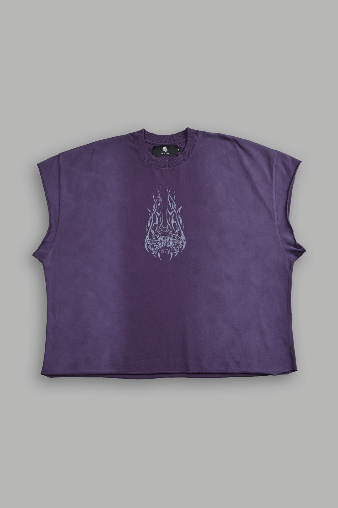 Finite Flame Grunge Cut-Off Tee in Phantom Purple Inverted Sun Fade