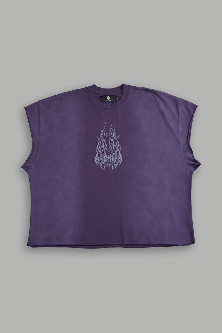 Finite Flame Grunge Cut-Off Tee in Phantom Purple Inverted Sun Fade