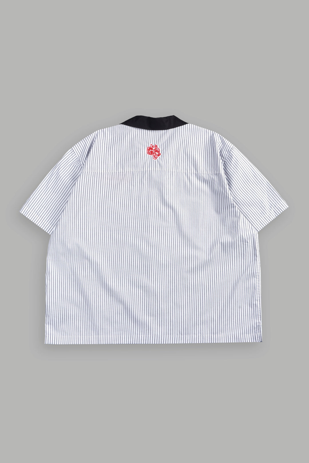 Wolves Patch Dalton Mid Length Button Up in Black Stripe