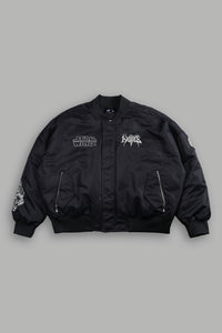 Fear Is My Ally Vicious Nylon Bomber Jacket in Black