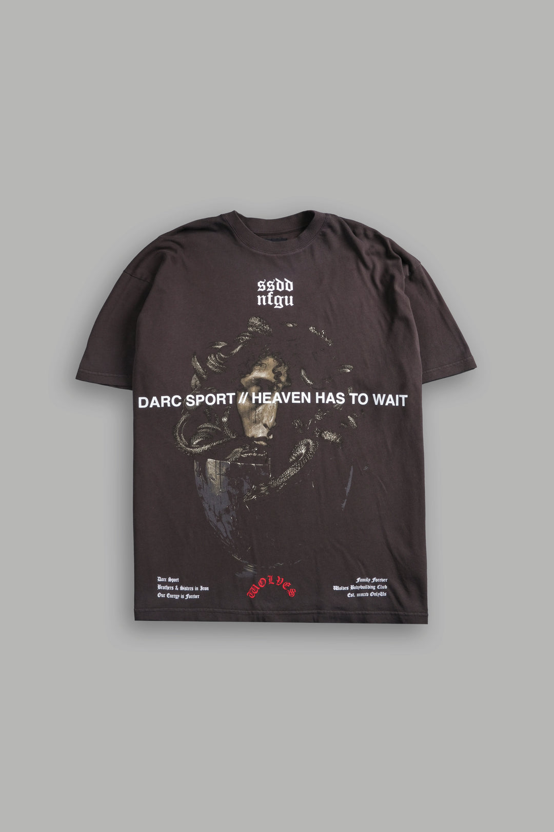 Gorgon's Lament "Premium" Oversized Tee in Darc Brown Drift Wash