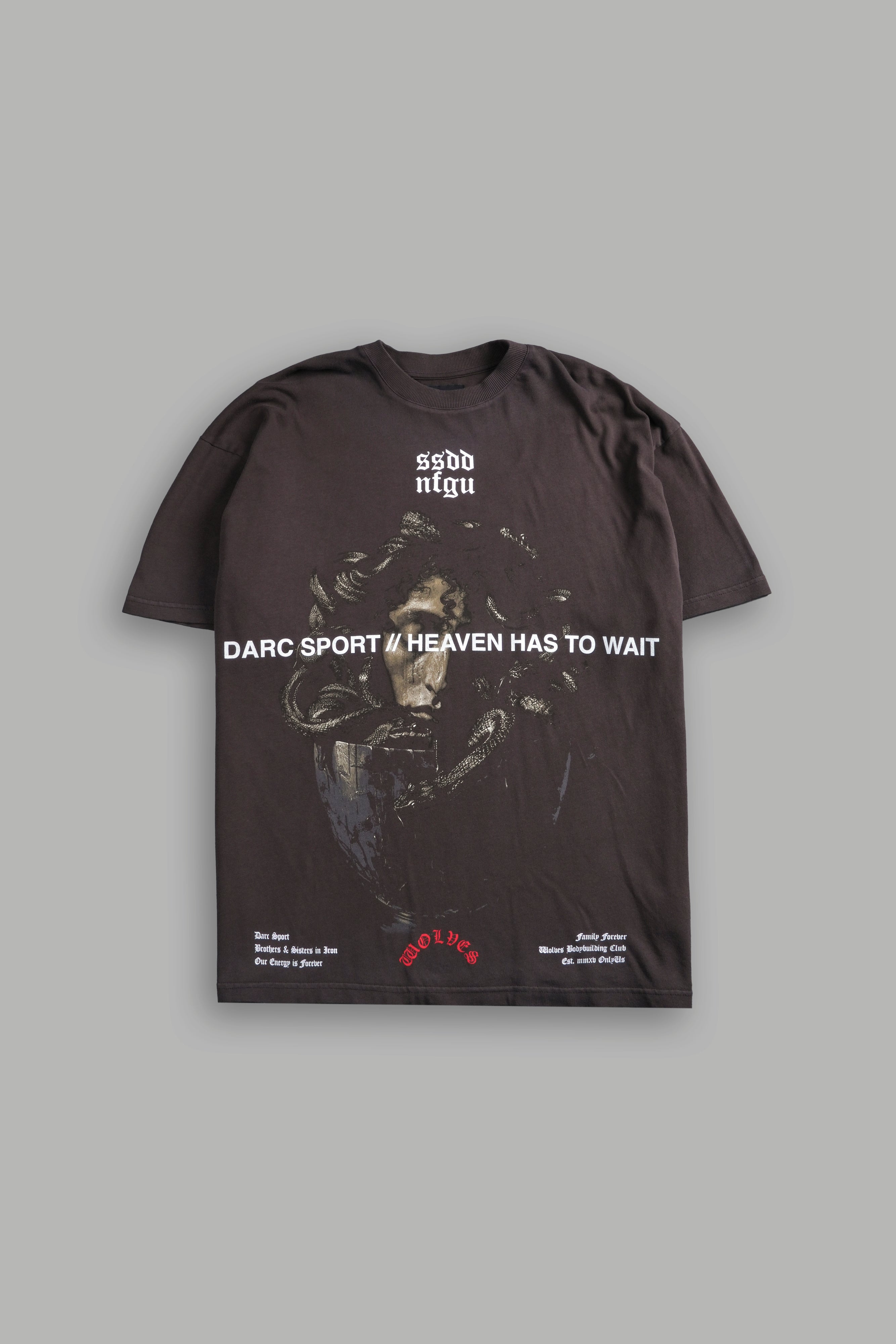 Gorgon's Lament "Premium" Oversized Tee in Darc Brown Drift Wash