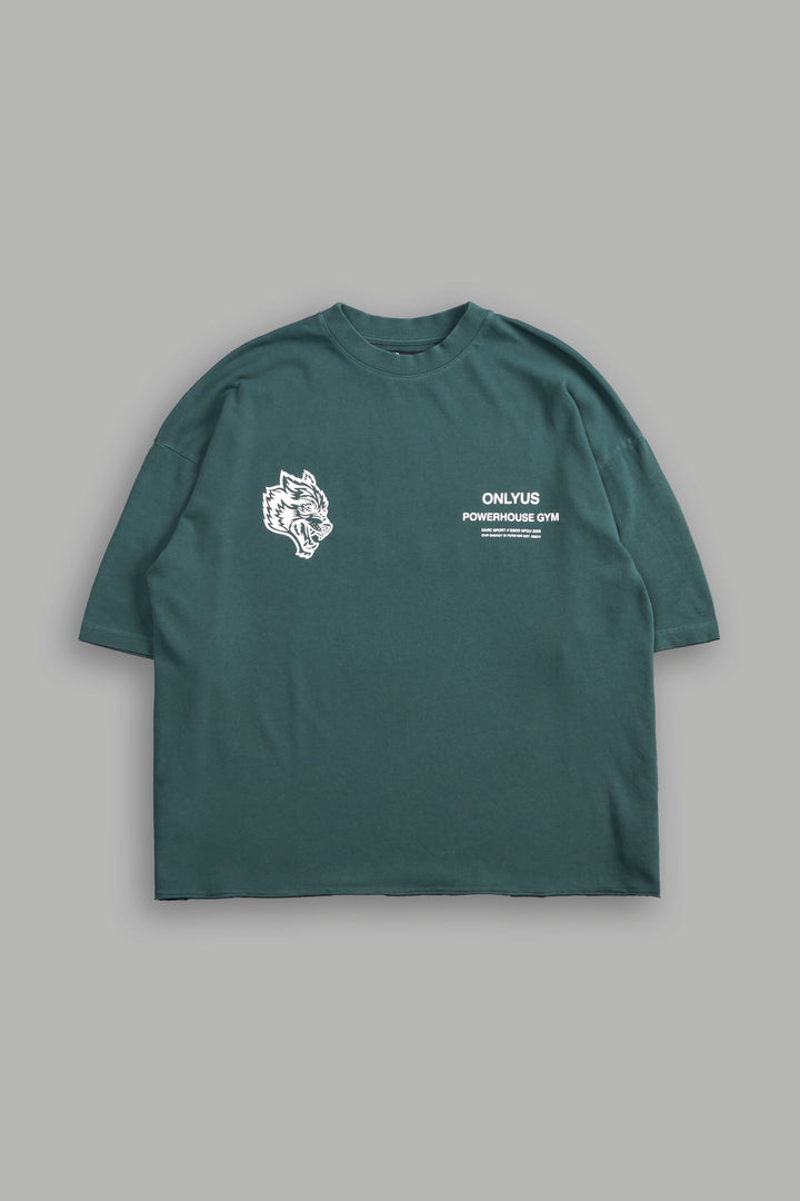 Only Us Gym Premium Raw Hem "Box Cut" Tee in Norse Green