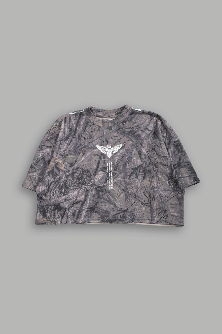 From The Top "Premium" Oversized (Cropped) Tee in Driftwood Wolf Forest Camo