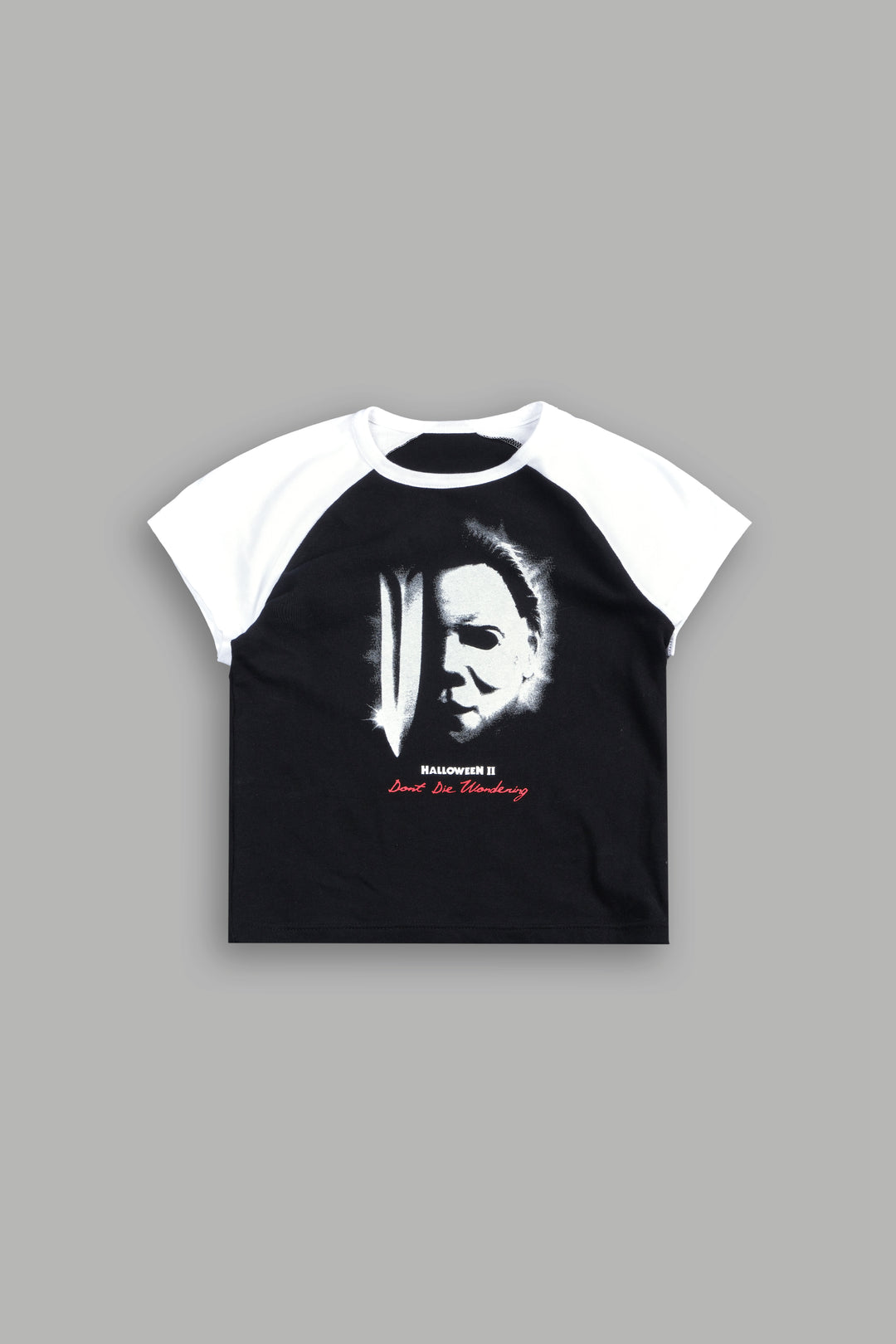 Night Blade Lina Raglan Baby Tee In Black/White