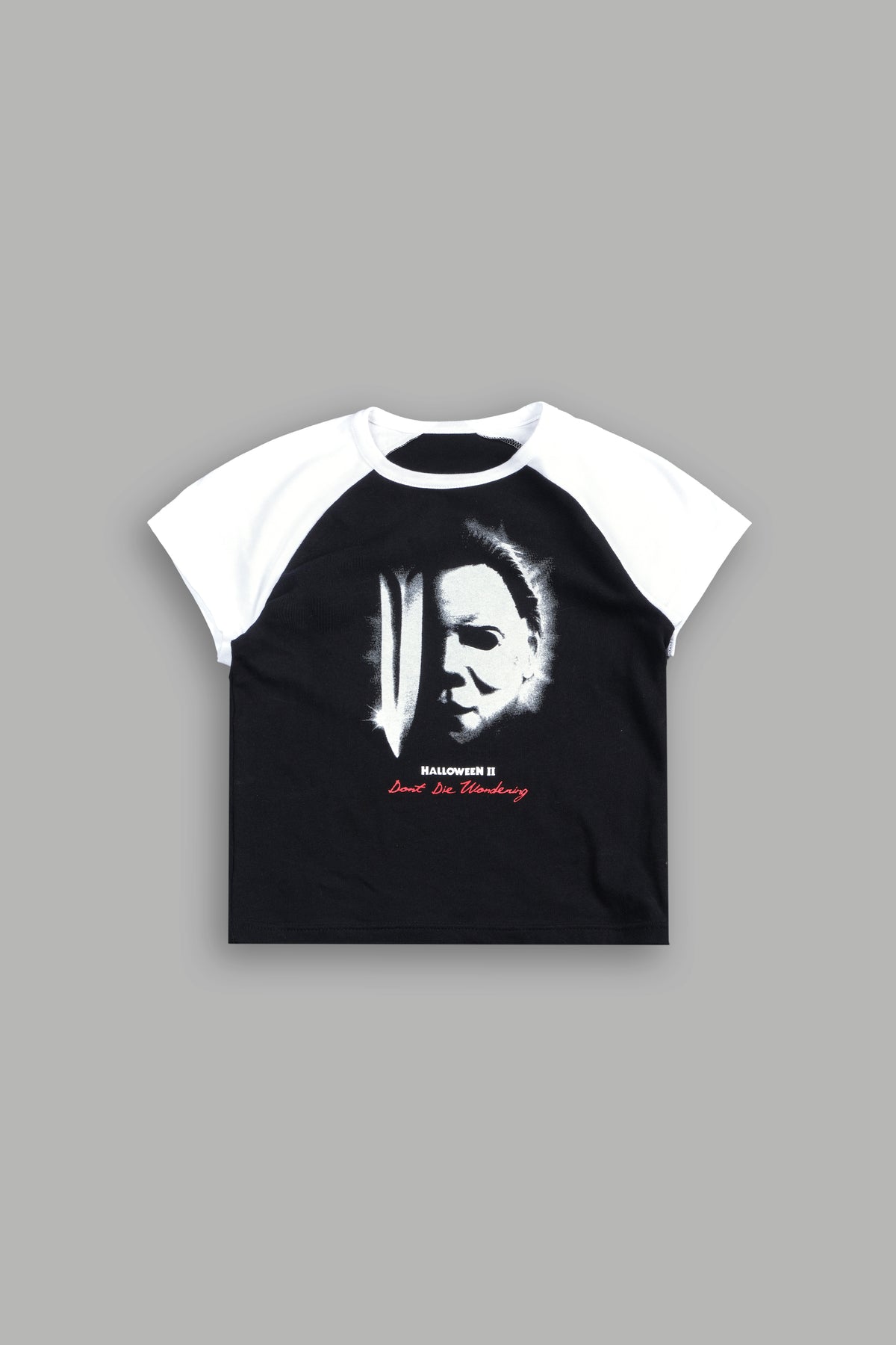 Night Blade Lina Raglan Baby Tee In Black/White