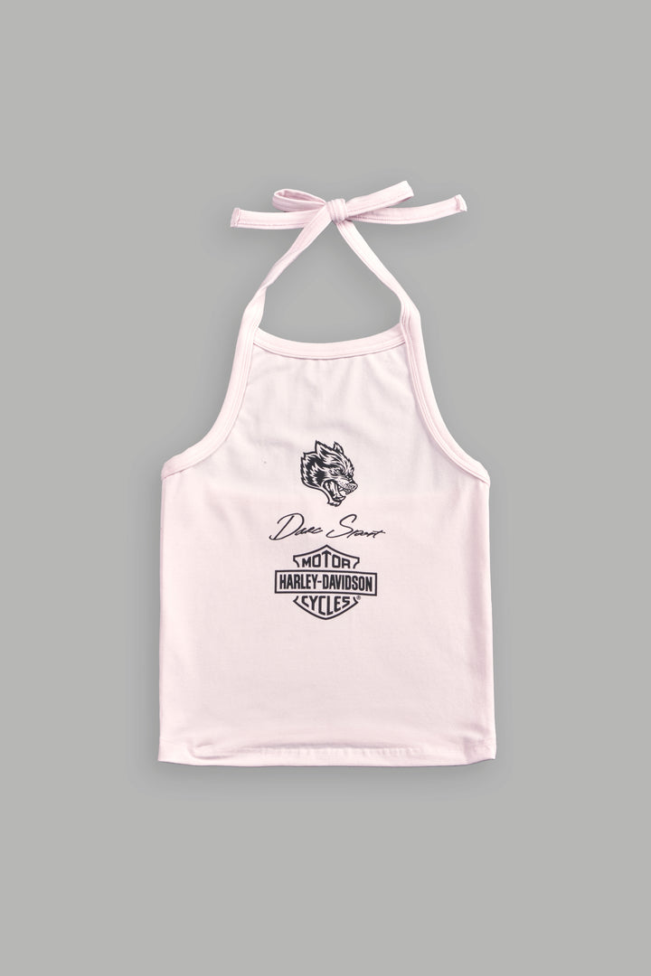 H-D X Wolves Tara Halter Top in Blush Pink
