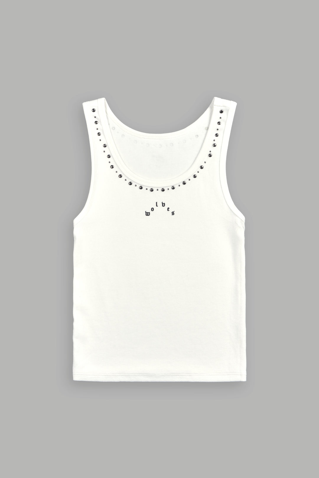 Stud Pyramid Liv Tank Top in White