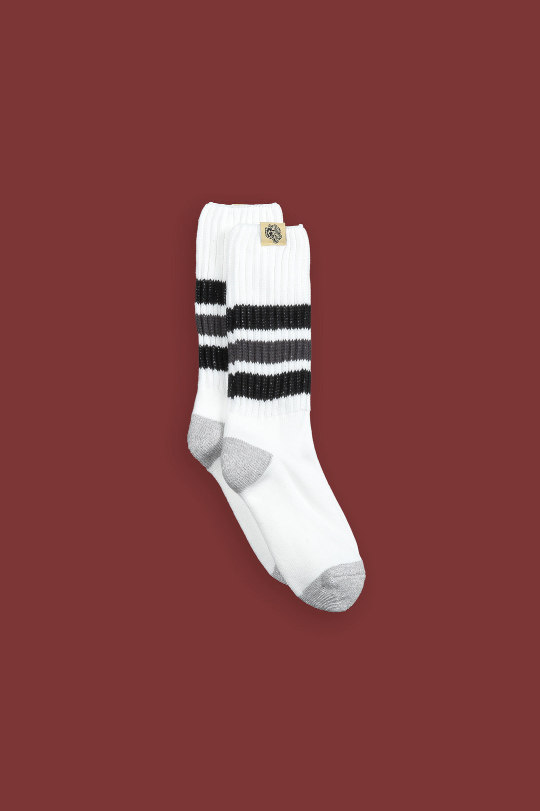 Wolf Patch Boot Socks in Cream/Black/Norse Blue