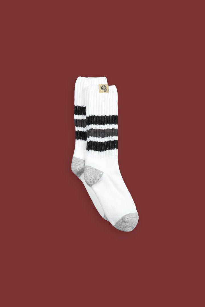 Wolf Patch Boot Socks in Cream/Black/Norse Blue