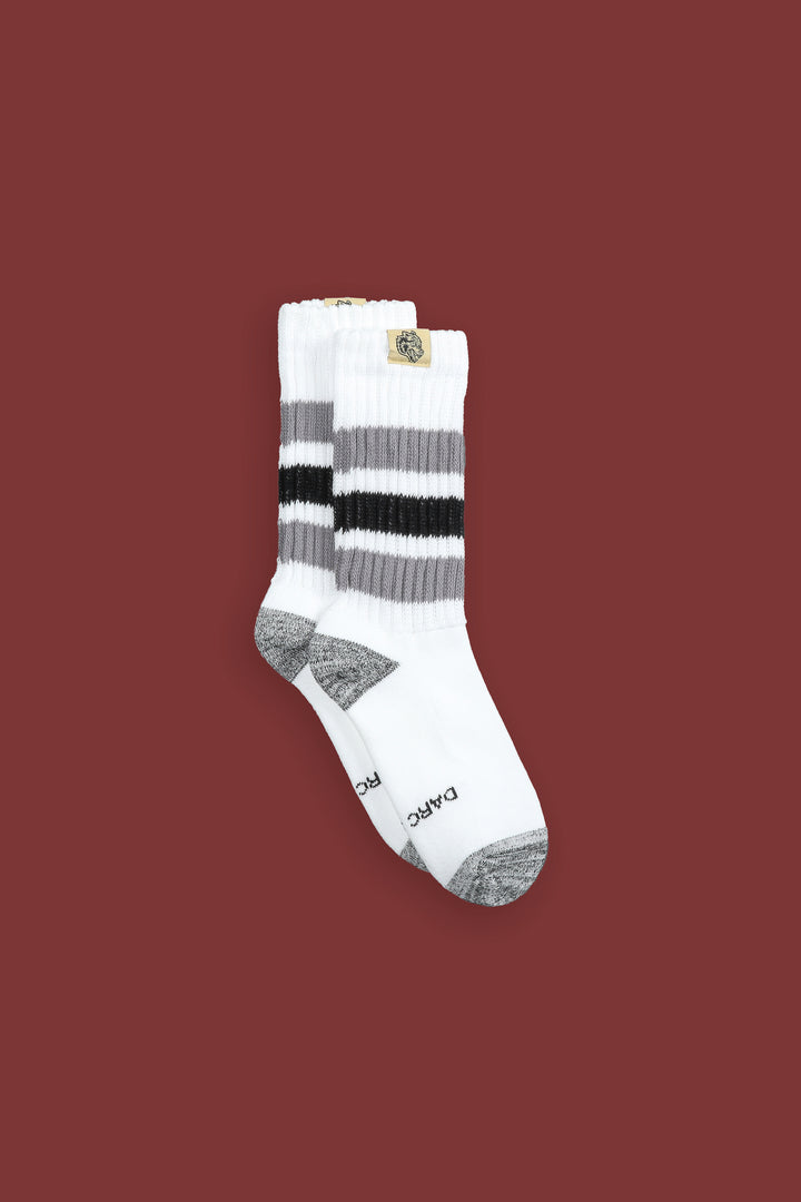 Wolf Patch Gym Class Socks in Cream/Norse Purple/Black