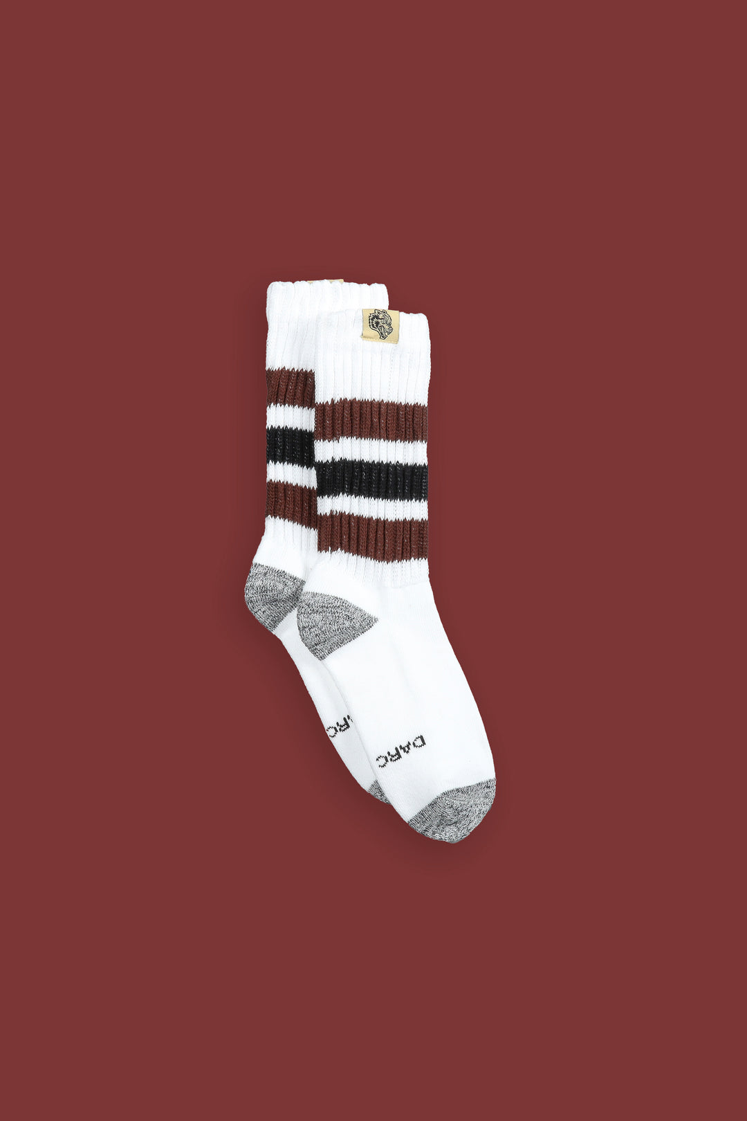 Wolf Patch Gym Class Socks in Cream/Norse Brown/Black