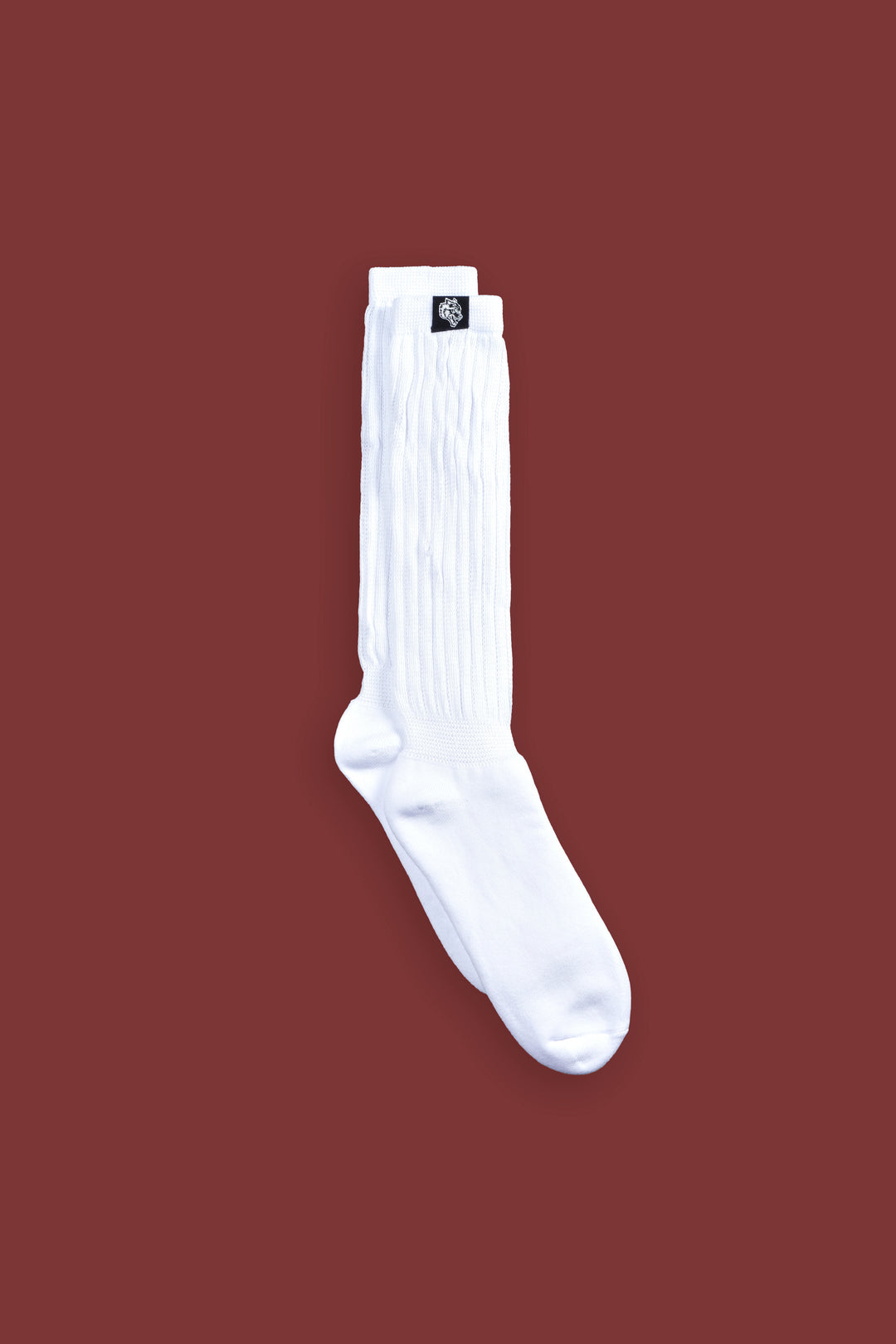 Wolf Patch V2 High Rise Comfy Socks in White