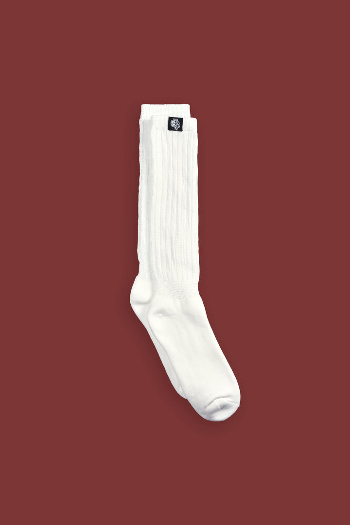Wolf Patch V2 High Rise Comfy Socks in Cream