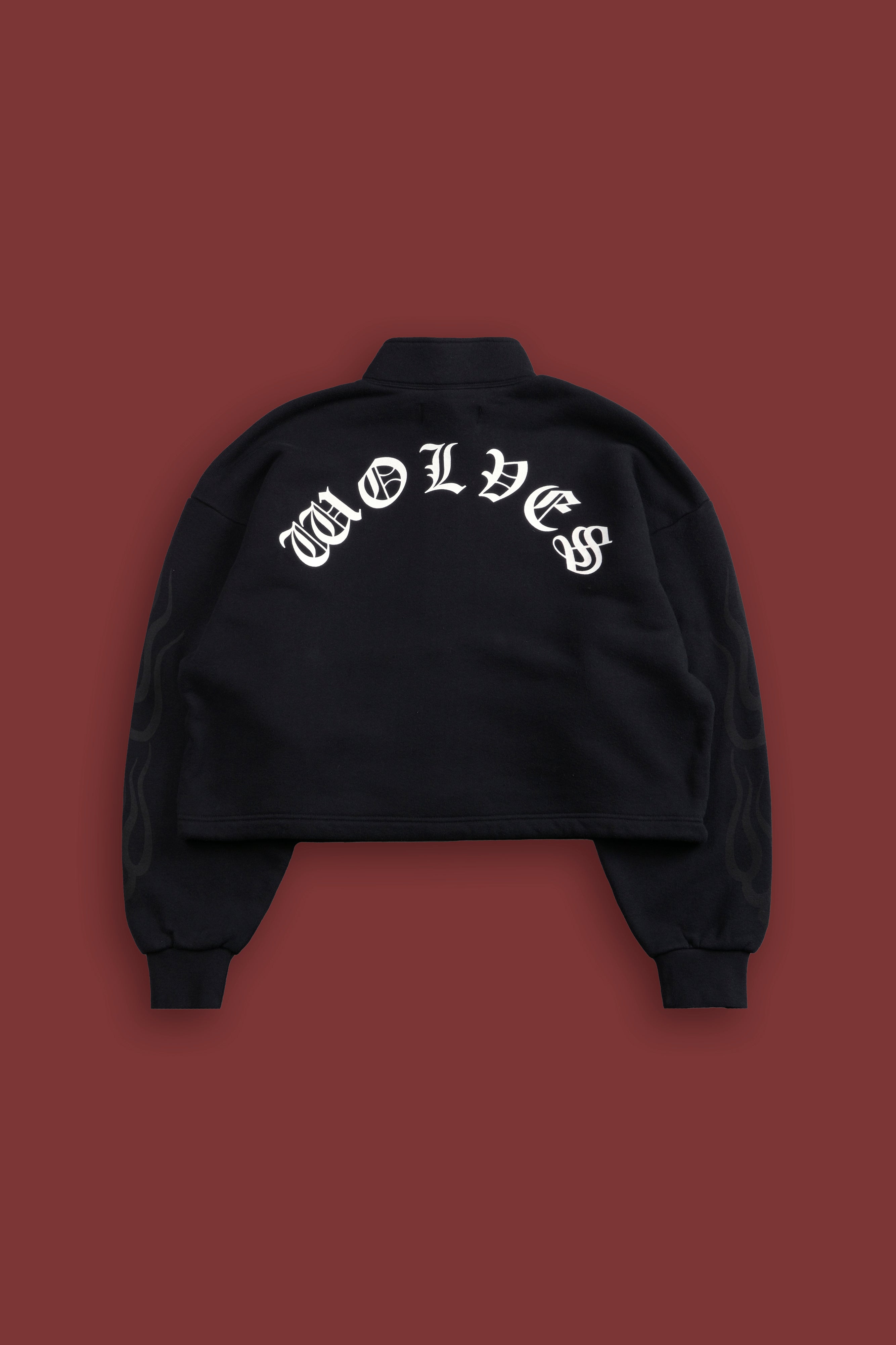 Wolves Flame Oversized "Everson" Mockneck Sweater in Black