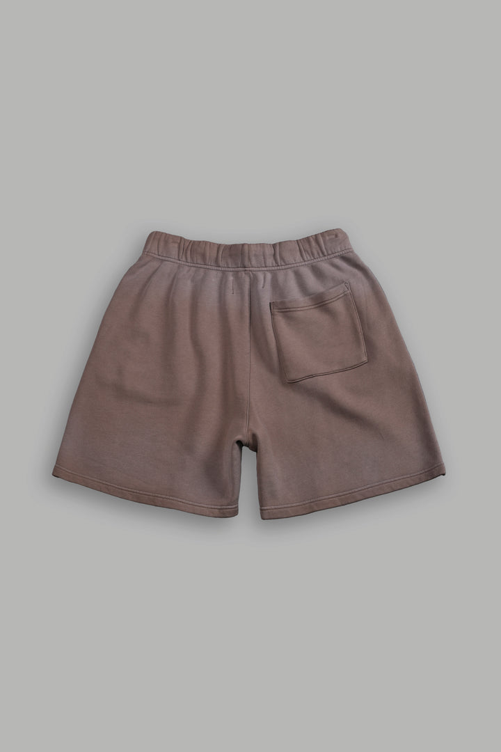 Studded Midnight Wolves Oversized Post Lounge Sweat Shorts in Mojave Brown Drift Wash