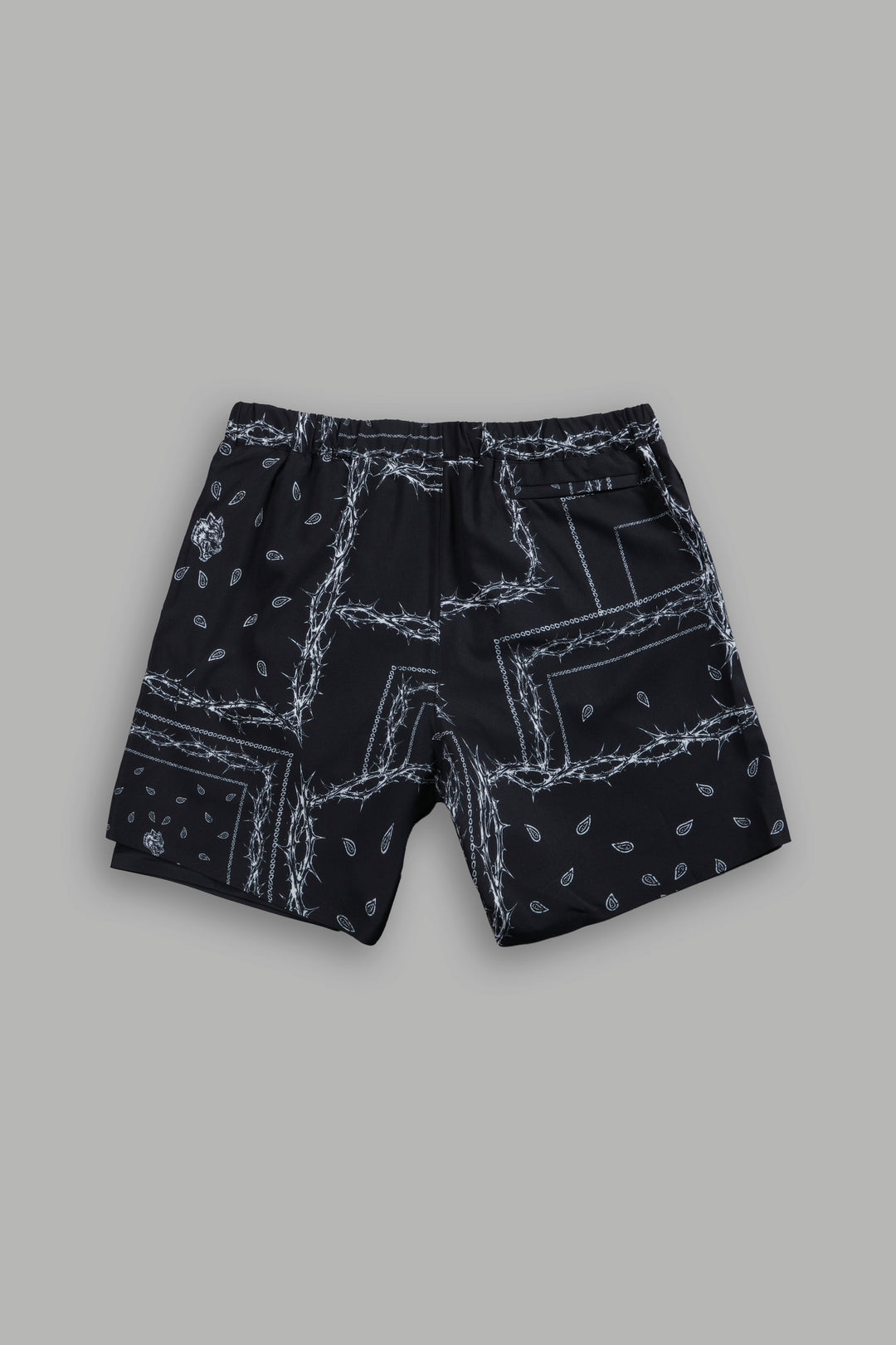 Dual Compression Shorts in Black/White Thorn Paisley