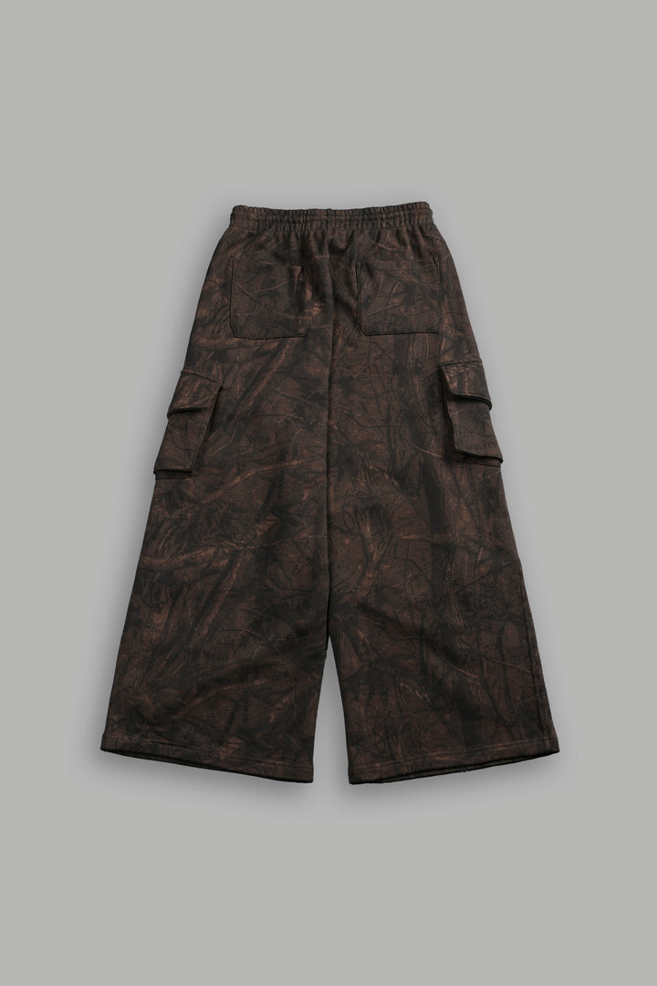 Dual Mia Cargo Sweat Pants in Brown Driftwood Forest Camo