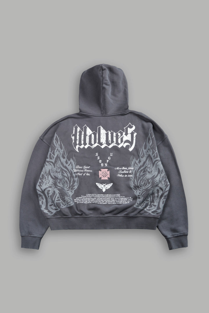 Wlvs Fire Vex Double Zip Hoodie in Slate Gray