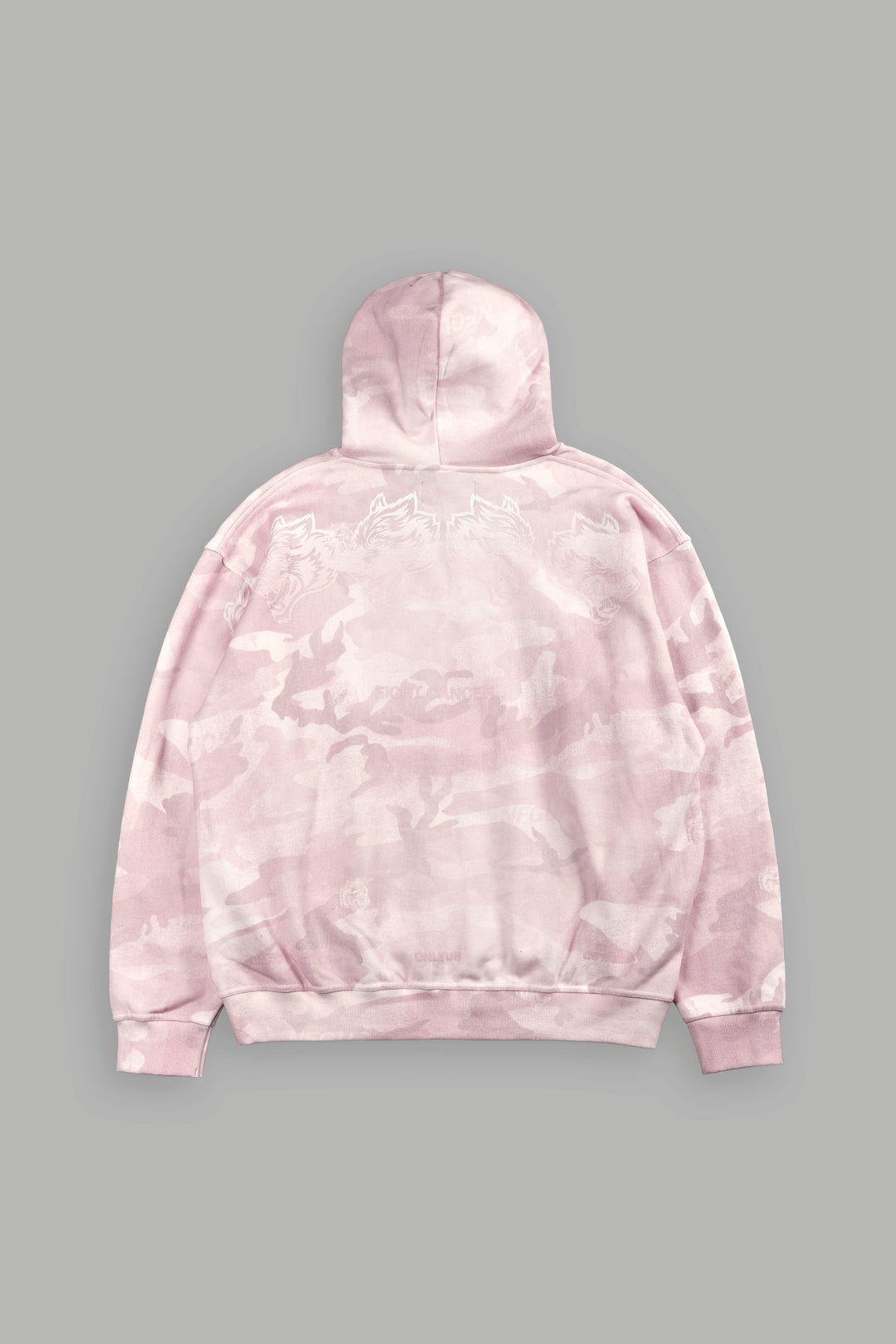 Gradient Wolves Have Your Back Bishop Hoodie In Blush Vintage Woodland Camo