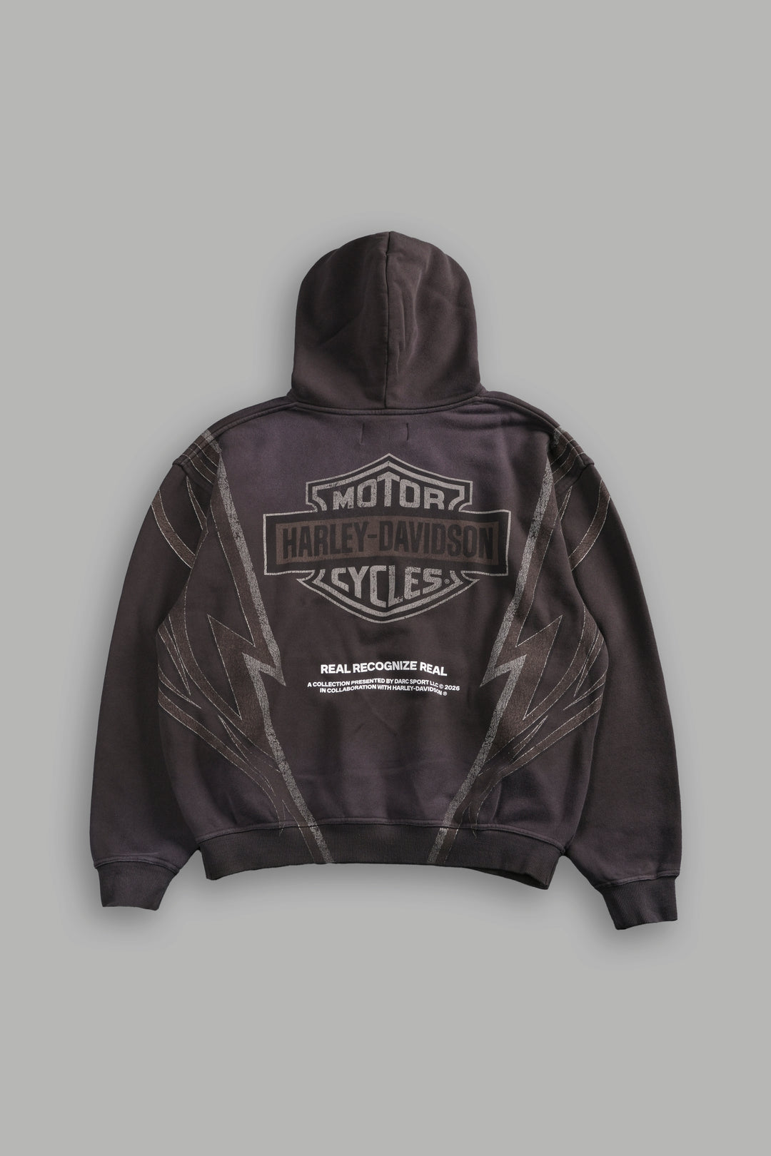 Real Recognize Real Unisex "Pierce" Hoodie in Darc Brown Drift Wash