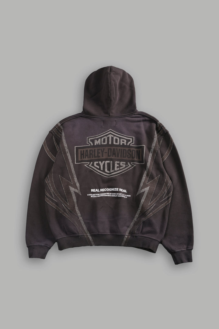 Real Recognize Real Unisex "Pierce" Hoodie in Darc Brown Drift Wash