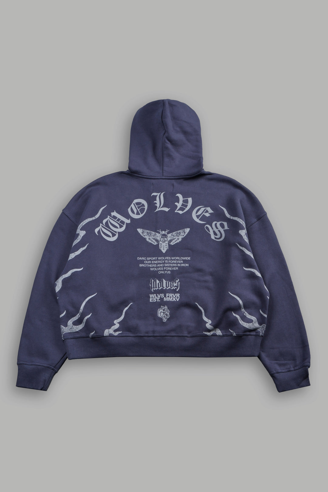 Wolves Never Back Down V2 Vex Double Zip Hoodie in Storm Blue