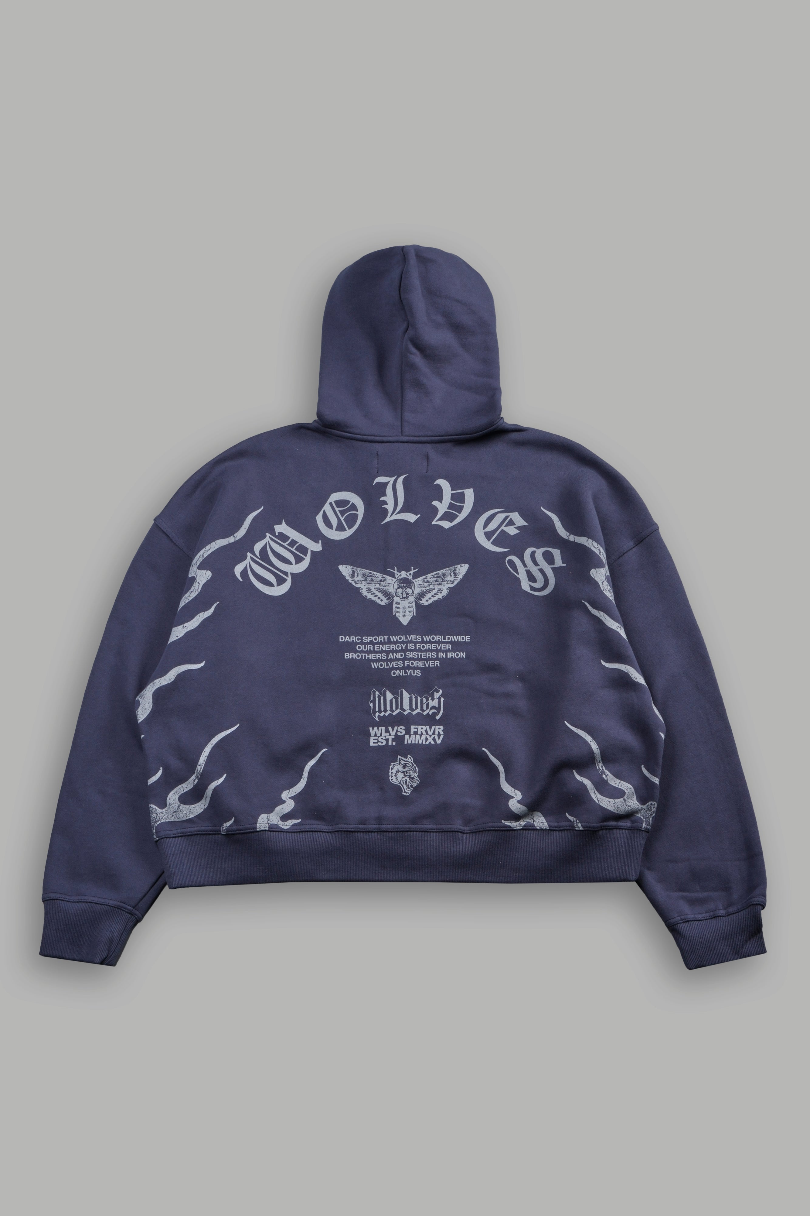 Wolves Never Back Down V2 Vex Double Zip Hoodie in Storm Blue