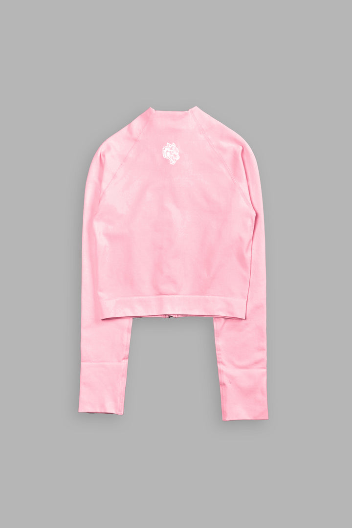 Written In Stone "Everson Seamless" Yasmin L/S Zip Top in Cherry Blossom