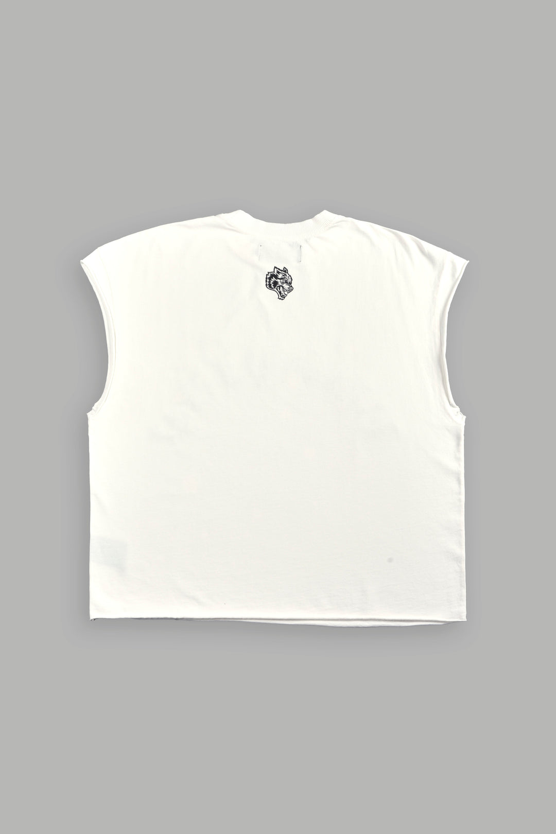 Ssddnfgu Bushido Grunge Cut-Off Mid Length Raw Hem Tee in Cream