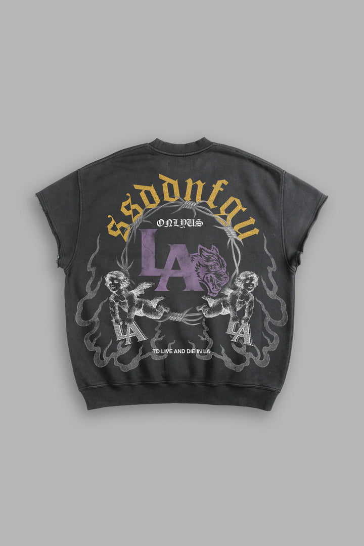 La Heritage Cap Sleeve London Crewneck in Wolf Gray