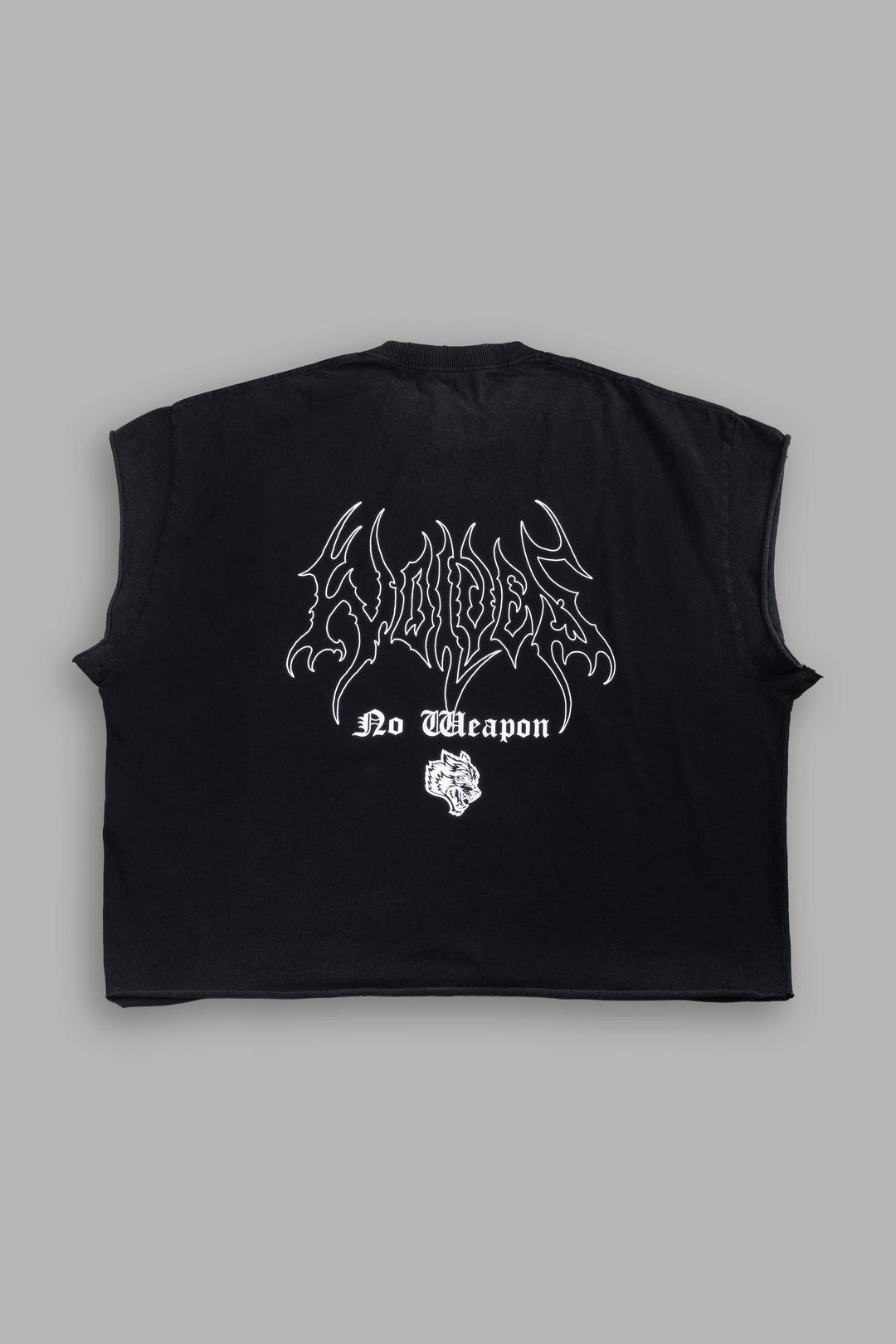 Rise Above Distressed Grunge Cut-Off Tee in Black