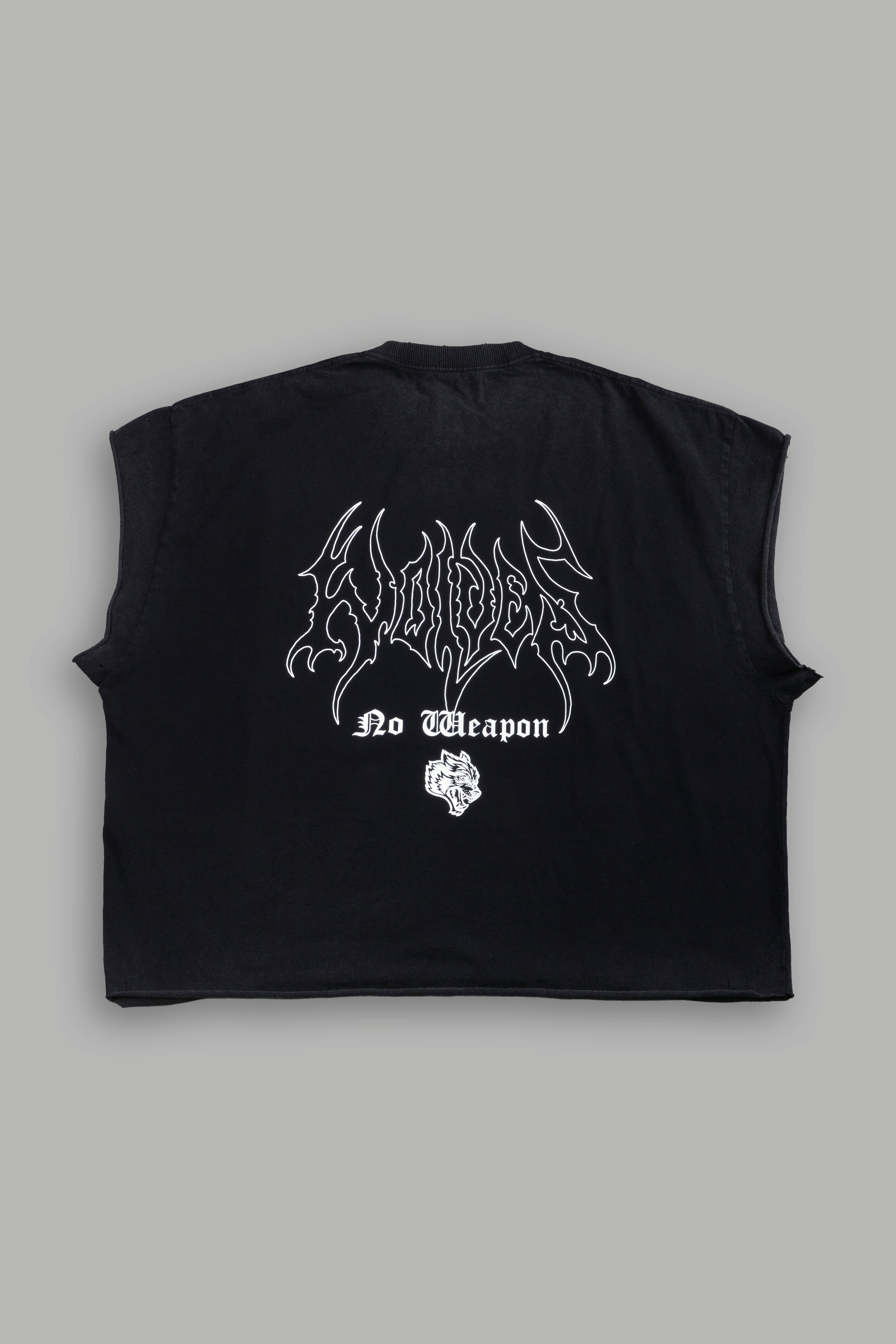 Rise Above Distressed Grunge Cut-Off Tee in Black