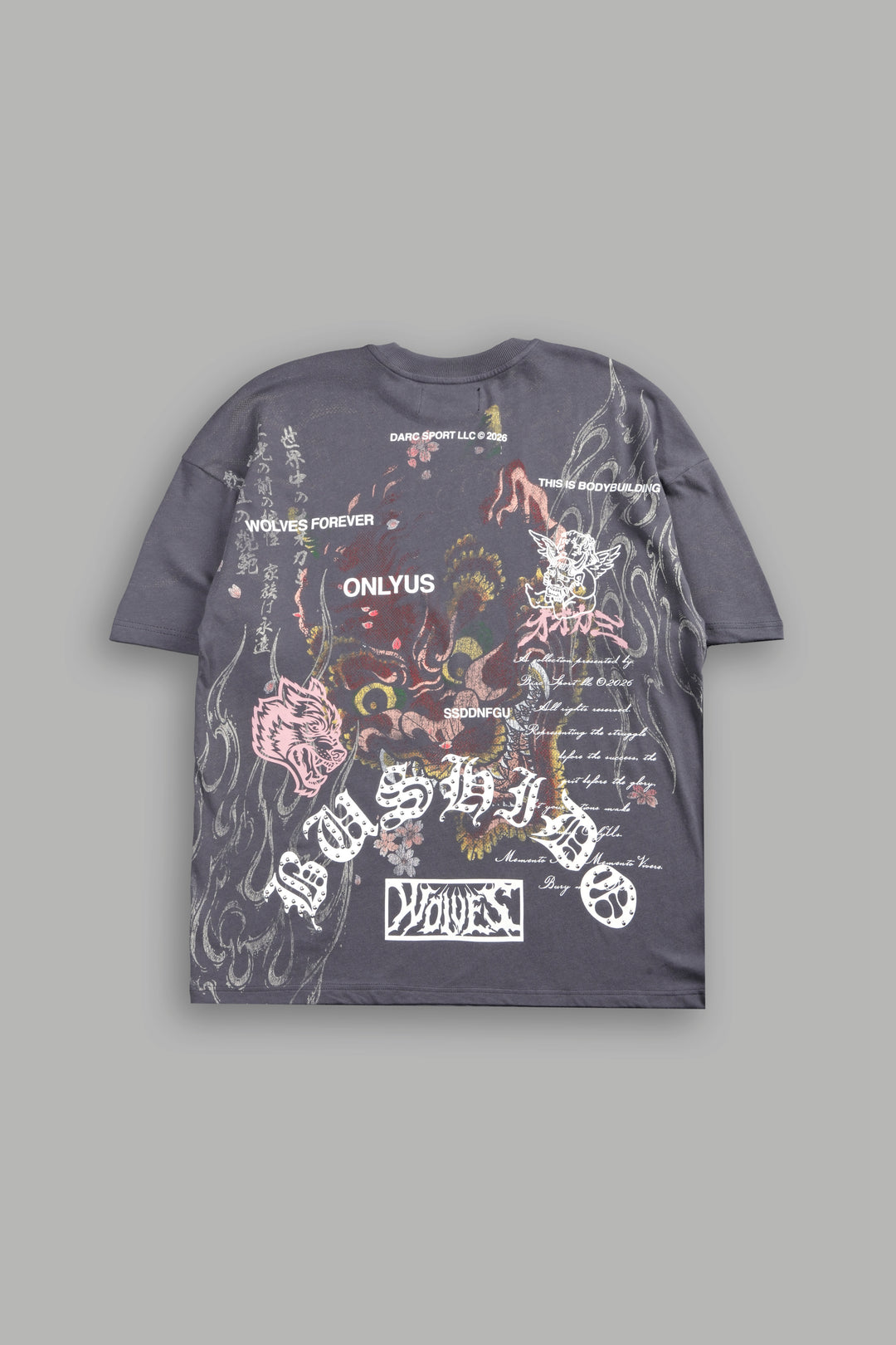 Shutendoji Premium Oversized Tee in Slate Gray