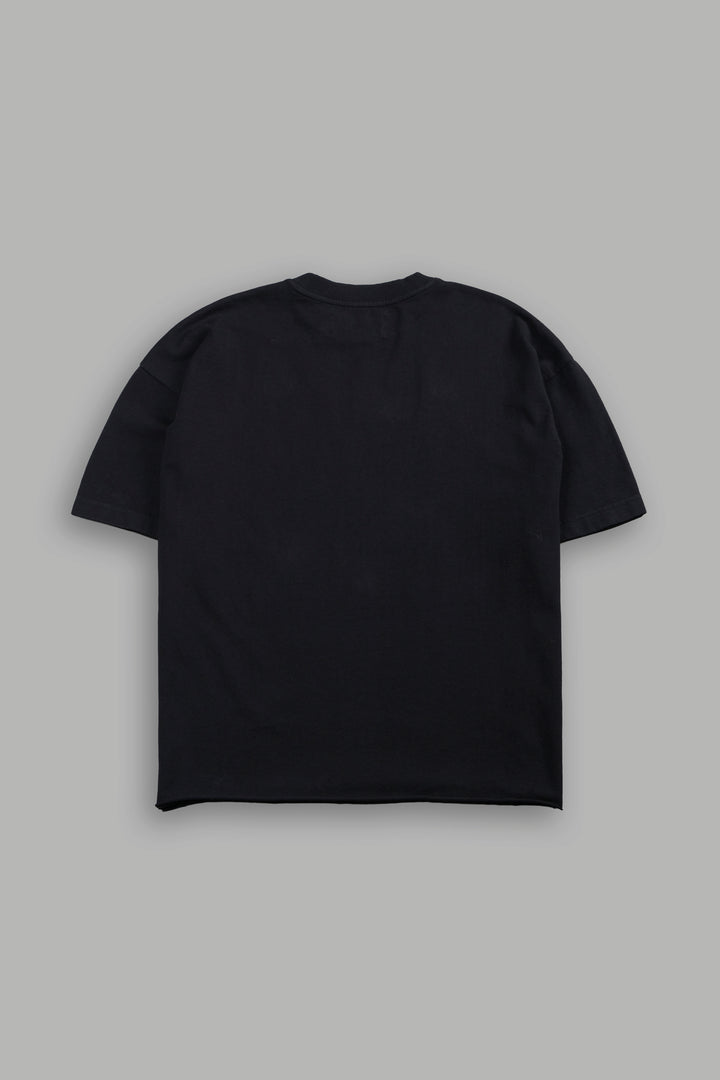 Loyalty Frvr Grunge Mid Length Raw Hem Tee in Black