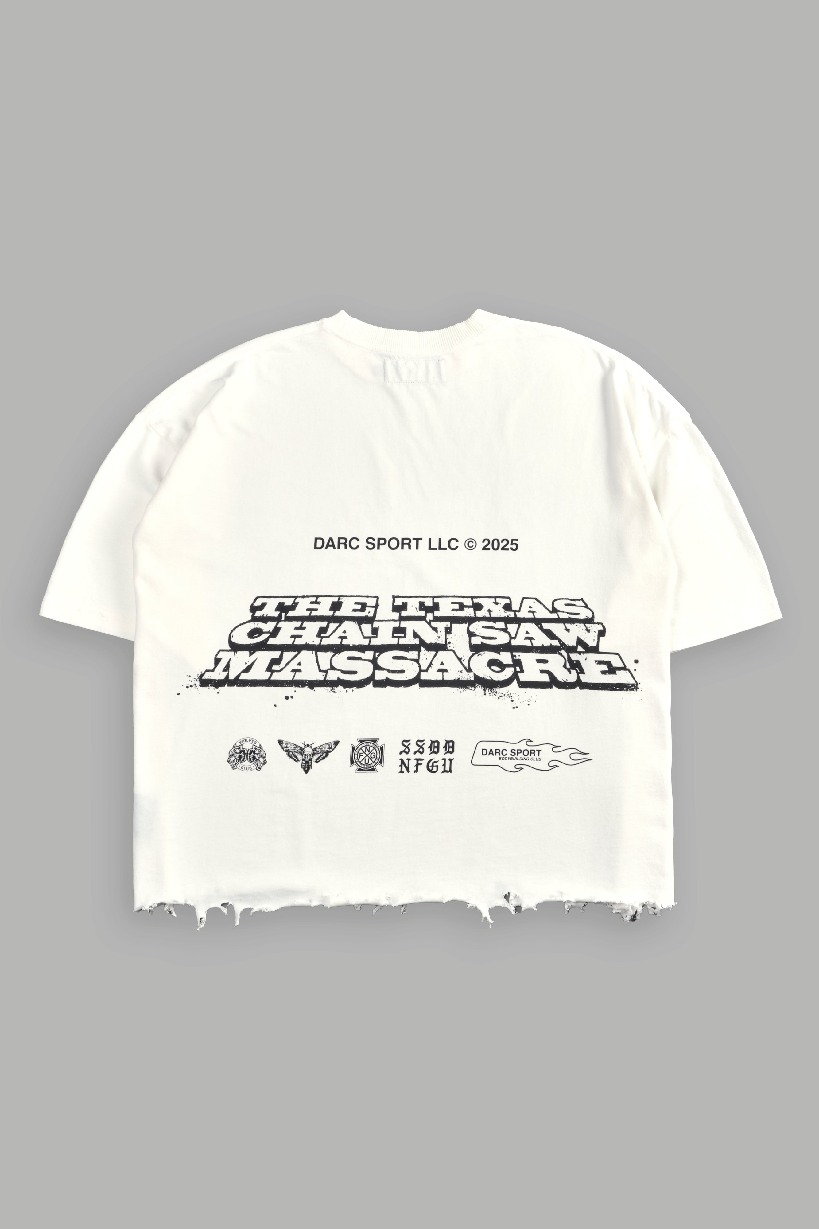 Massacre Destroyed Grunge "Box Cut" Tee in Cream